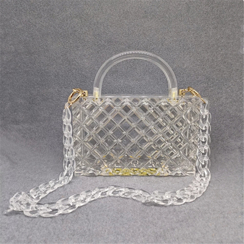 Luxy Moon Clear Acrylic Box Handbags For Party Wedding Pearls Chain Ladies  Evening Clutch Purses Bowknot Crossbody Hand Bag Z600