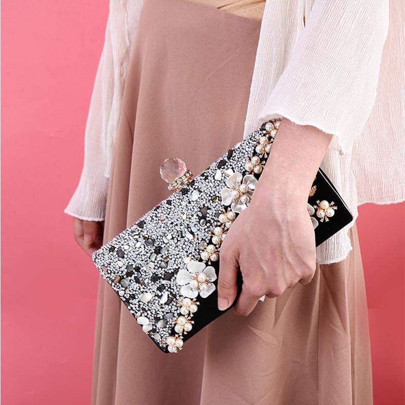 Luxy Moon Women's Clutch Bag Apricot Pearl Evening Clutch Purse