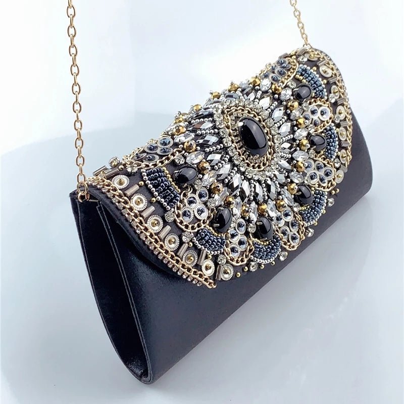 Luxy Moon Diamonds Hollow Out Evening Clutch Bags Pearl Beaded Handbags