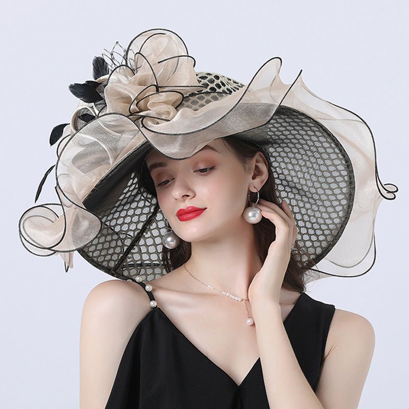 Luxy Moon Women Derby Flower Wide Brim Hats for Tea Party, Grey
