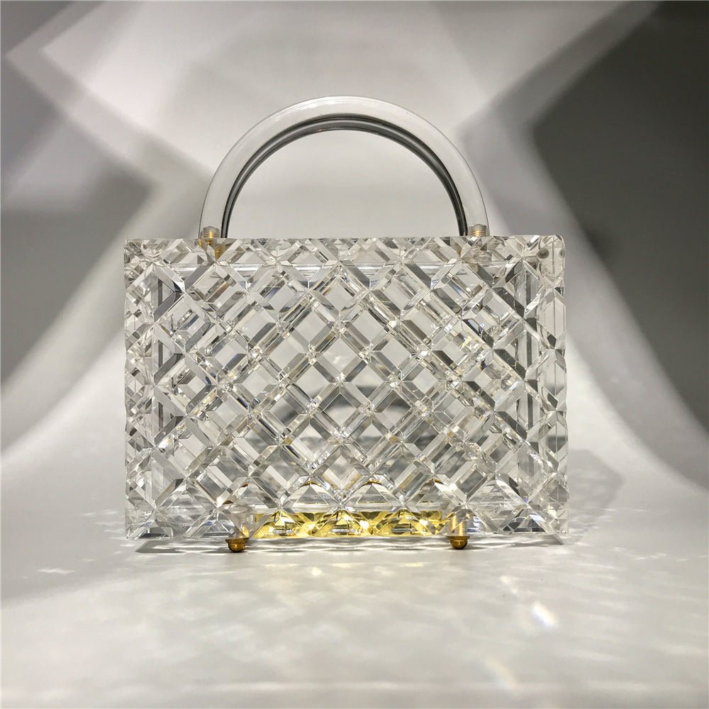 Acrylic Evening Bag -Tote, Transparent, Plaid, Well-made – Luxy Moon